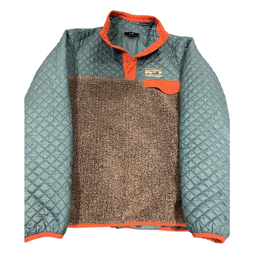 Patagonia Women’s Mixed Media Snap-T Pullover Quilted Crater Blue Rare Sz XS
